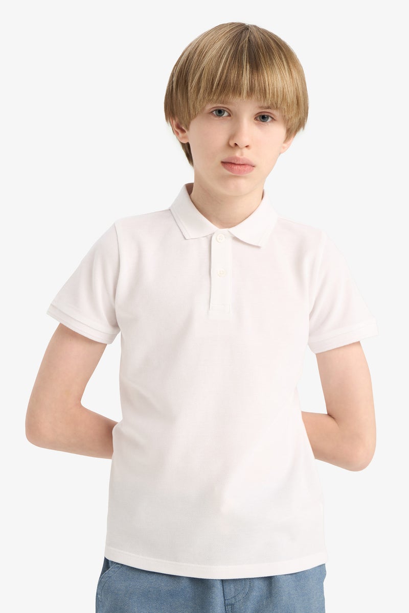 ديفاكتو تيشيرت بولو نص كم بيكيه بيزك قصة عادية - Image 4